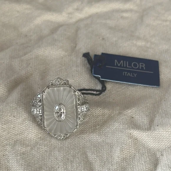 Milor Art Deco Ring Sz 8 - Picture 2 of 7